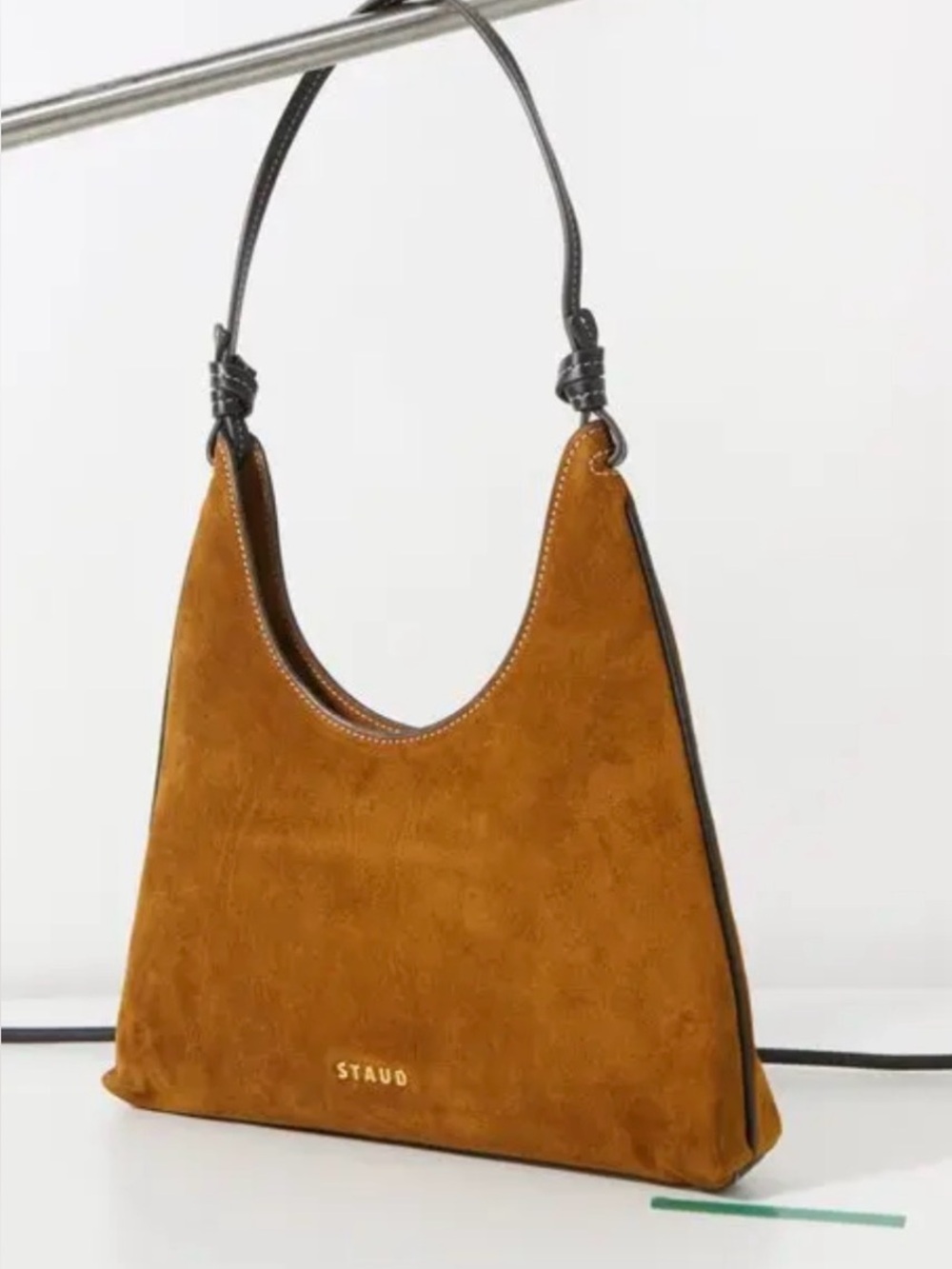 STAUD WINONA Suede Hobo Bag in Caramel Brown